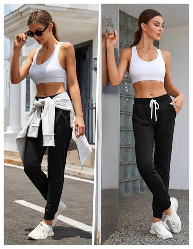 Women's Cotton Tapered Joggers Large Black - SPECIALMAGIC Sweatpants