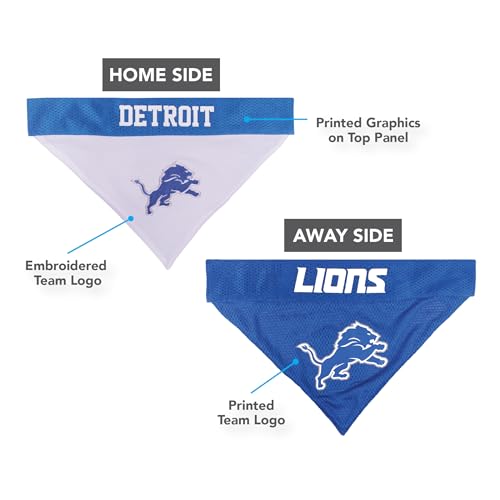 NFL Dog Bandana - Detroit Lions Reversible Pet Bandana, Small/Medium