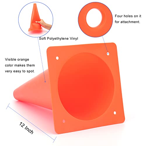 12-Inch Traffic Training Cones Set of 12 - Orange Plastic Agility Markers