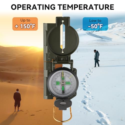 Military Grade Navigation Compass - Waterproof & Luminous Features