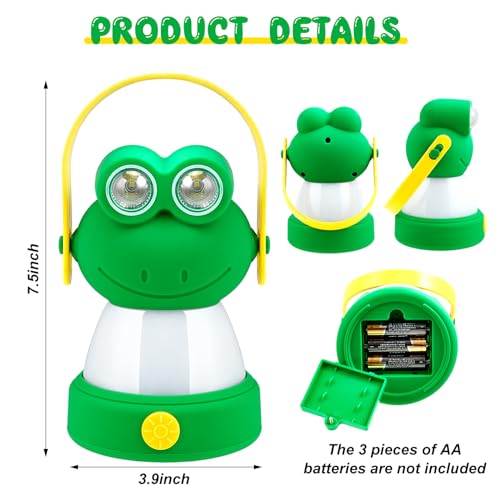 VIHOSE 2 Set Kids LED Camping Lantern and Headlamp 4 Pcs Animal Themed Camping Equipment Nightlight Battery Powered Night Light for Emergency Hurricane Lightweight Tent Lamp for Children