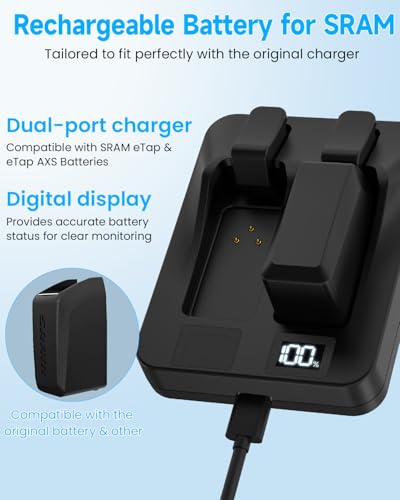 Dual-Port USB-C Battery Charger for SRAM AXS & eTap Red Rival GX Eagle Batteries