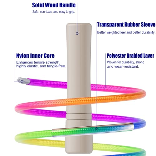 Rainbow Jump Rope for Kids - Adjustable 8.5FT Nylon Skipping Rope