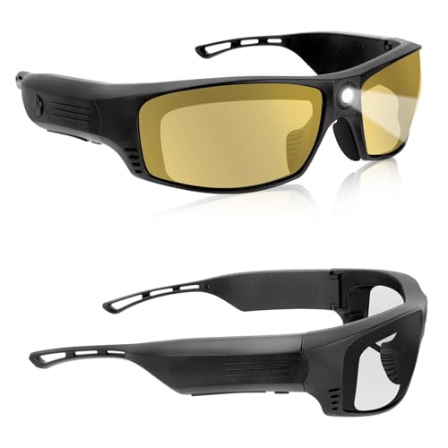 Tinted Safety Glasses for Men and Women with Rechargeable LED Lights-High Lumens 13 Hours Runtime ANSI Z87.1 TR90 Frame Strap£¦2 Lens Included
