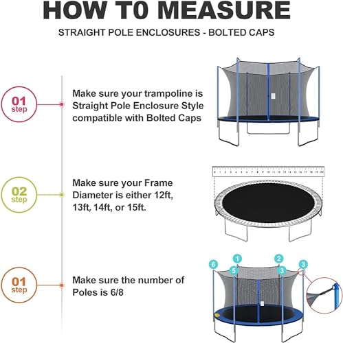 Cliselda 13FT Round Trampoline Safety Net Replacement for 6 Poles - Net Only