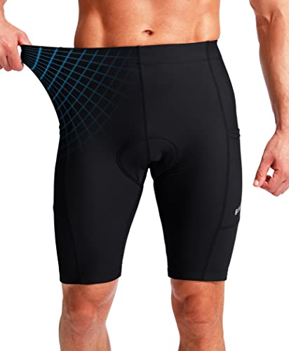 Men's 3D Padded Cycling Shorts with Zipper Pockets - Black, Medium