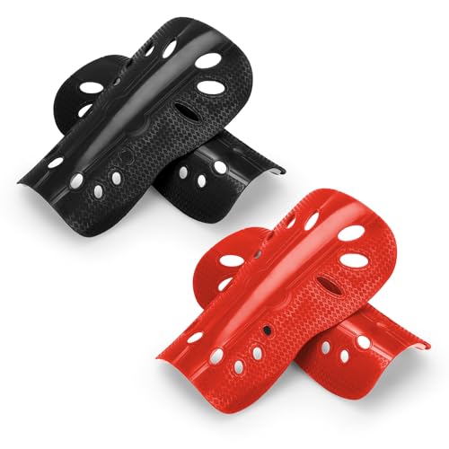 Soccer Shin Guards - Breathable Protective Gear for Youth | Red and Black / Small