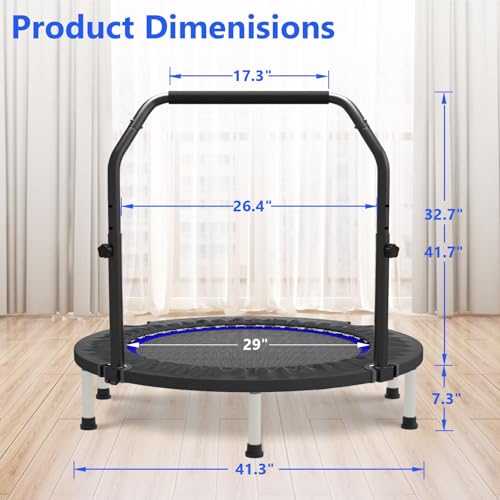40" Mini Trampoline with Adjustable Bar - Blue