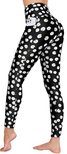 High-Waisted Yoga Leggings with Pockets - Full Length Black L/XL