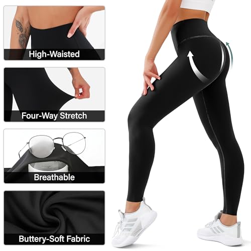 High Waisted Leggings for Women - Buttery Soft Tummy Control - Full Length No Pocket - Leopard
