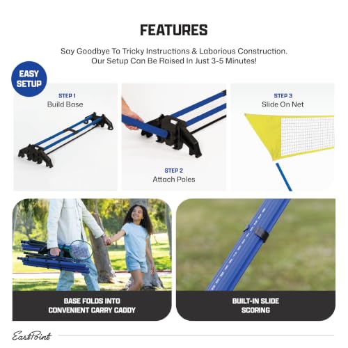 Badminton Set with 4 Rackets & 2 Shuttlecocks - Yellow/Blue
