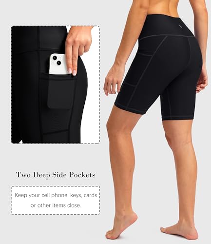 SANTINY 8''/12'' Swim Shorts Women with Pockets High Waisted Bottoms – Black, Large