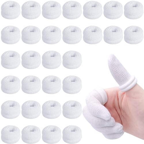 Finger Bandages - 30 Pack Cotton Tubular Finger Cots for Protection