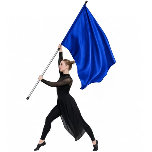 Spinning Color Guard Flag with Pole - Blue, Lightweight Dance Flag