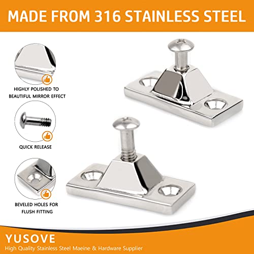 2-Piece Marine Bimini Top Side Mount Deck Hinges - Stainless Steel
