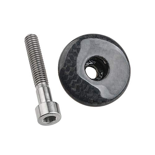 1 1/8" 3K Carbon Fiber Headset Top Cap with Titanium Bolt – Glossy Finish