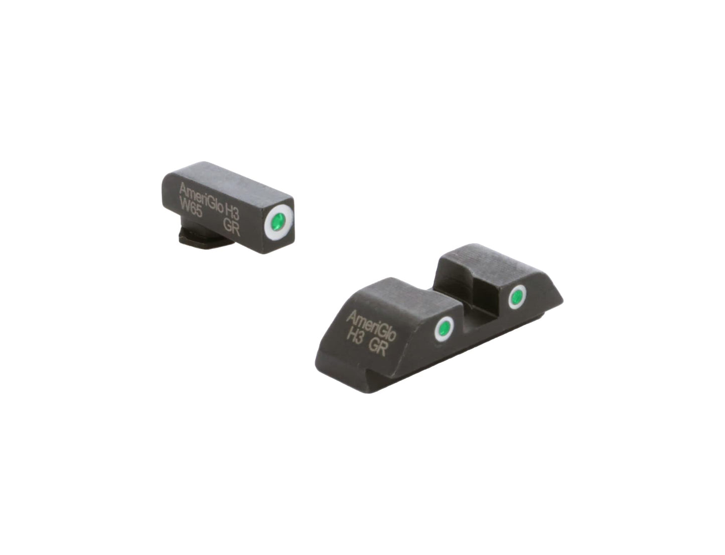 AMERIGLO Optic Compatible Sight Set for Glock - XL Tall Green Tritium OrangeOutline .315" Front Flat Black .394" Rear