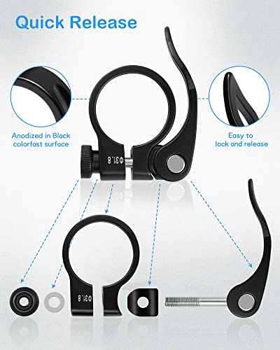 Bicycle Seat Post Clamp - 31.8mm Aluminum - 2 Pcs - Black