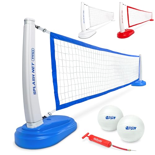Pool Volleyball Net Set with 2 Water Volleyballs & Pump - Blue