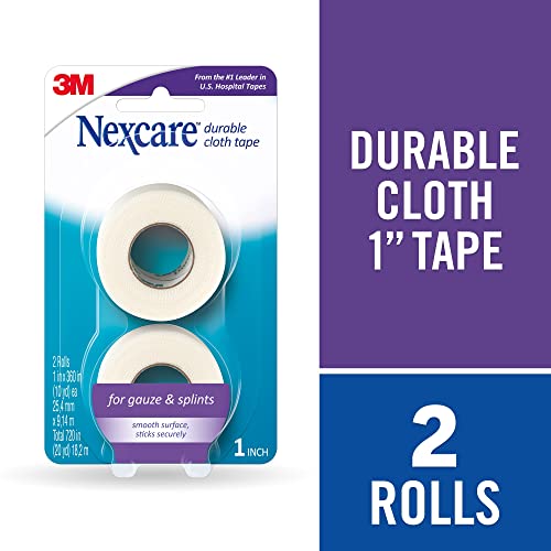 Durable Cloth Medical Tape, 1in x 10yds, 2 Rolls - Strong Adhesive for Wound Dressing