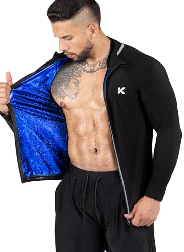 Men's Heat Trapping Sauna Suit - Long Sleeve Jacket, XX-Large - Black