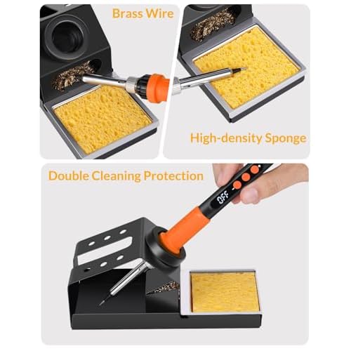 Soldering Iron Kit, 100W High Power Soldering Iron, Fast Heating, Digital Display Temperature Control Accurate 356¡ÆF-896¡ÆF, Portable Soldering Kit with Protective Cap, Automatic Sleep Mode