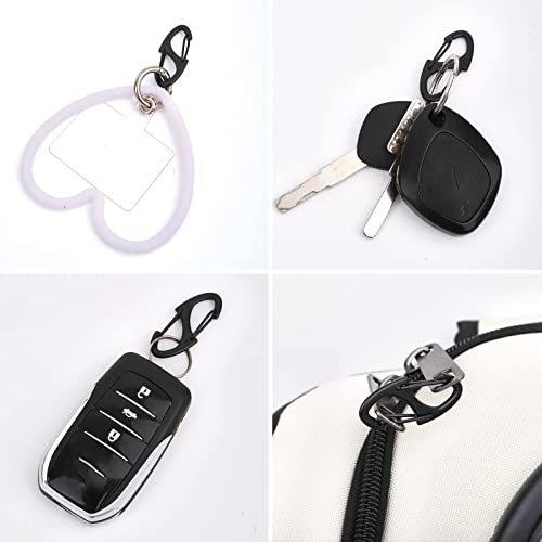 Patscorai S-Shaped Dual Gate Carabiner Keychain Set - 40 pcs, 1.6in (Black/40.0) for Camping Hiking