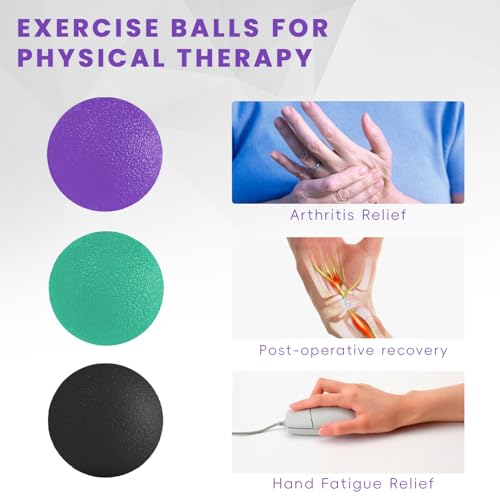 3-Pack Stress Balls for Hand Therapy - Grip Strength Trainer