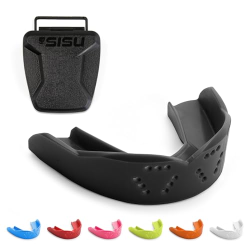 SISU 3D Mouthguard Adult Charcoal Black with Case – Remoldable Sports Guard