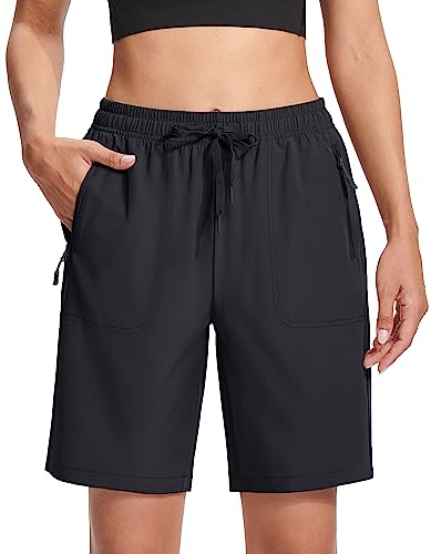 Lightweight Women's Hiking Shorts - Quick Dry 8" Golf Shorts - Large / Black