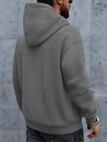EFAN Mens Oversized Fleece-Lined Hoodie Sweatshirt – X-Large, Dark Grey