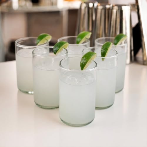 Dos Sueños Hand Blown 14 oz Drinking Glasses, Set of 6 – Natural Clear