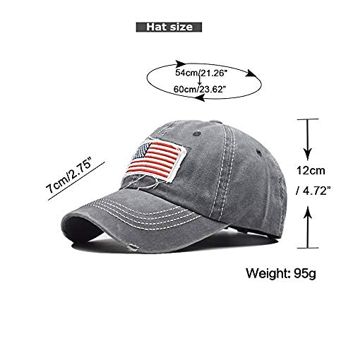 Distressed Ponytail Hat for Women - American Flag Cap - Grey
