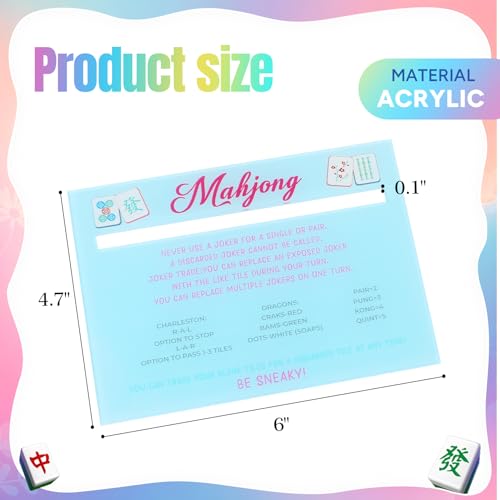 KUIRAN Mahjong Line Finder 4-Pack – 4 Color Sets (Blue, Purple, Pink, Yellow) Acrylic Rule Card Helpers