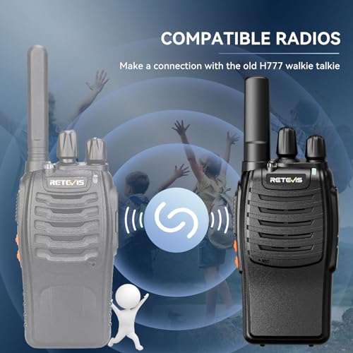 Retevis H-777 Rechargeable Walkie Talkies with Flashlight - Black, 2 Pack