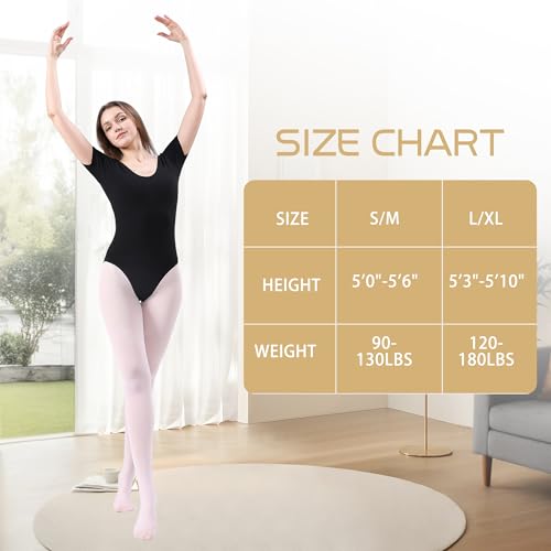 Convertible Ballet Tights for Women - 80D Semi Opaque - Large/X-Large White