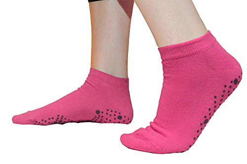 Anti-Slip Grip Socks for Yoga, Dance, Martial Arts - Pink/Purple, Size 8-10