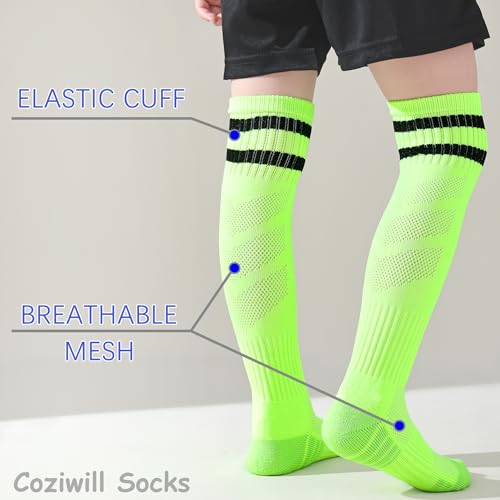 Kids Soccer Socks Boys & Girls 7-10 Years 6 Pairs Unisex Knee High Sports Socks