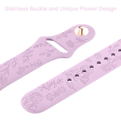 Silicone Floral Engraved Bands for Fitbit Versa - Soft Sport Wristbands