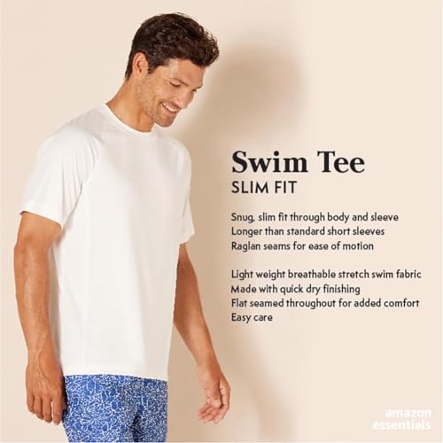 Men's Slim-Fit Quick-Dry UPF 50 Swim Tee - Large / Black