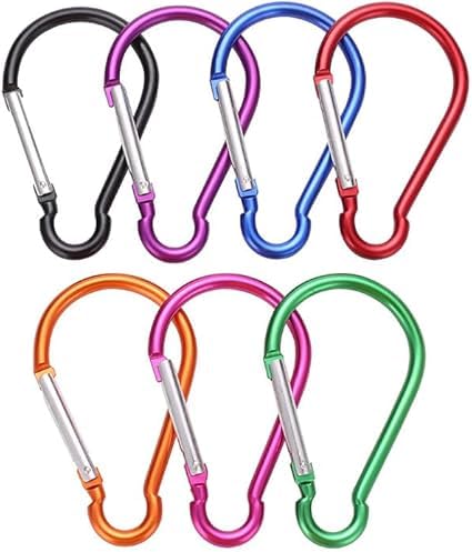 Set of 5 Heavy-Duty 4" Aluminum Carabiner Clips for Outdoor Gear
