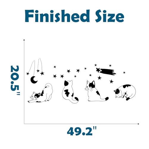 Cartoon Minimalist Cats Stars Wall Stickers for Living Room Nursery Animal Wall Decals Removable Peel and Stick Wall Art Home Decor Decoration for Preschool Bedroom Bathroom Classroom Library