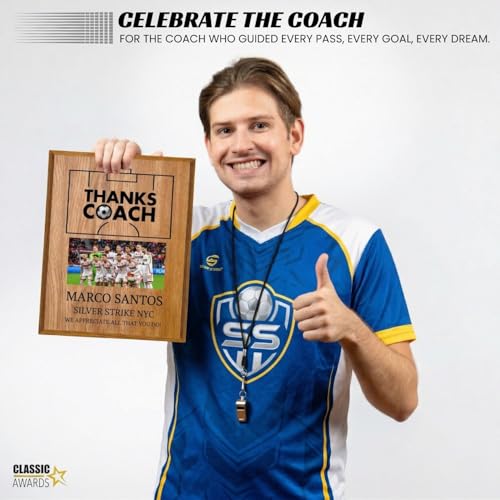 Personalized Coach Plaque - Custom Award with Team Photo - Soccer, 9" x 12"