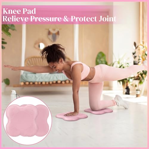 9-Piece Yoga Set with Blocks, Knee Pads, Socks & Bag - Pink