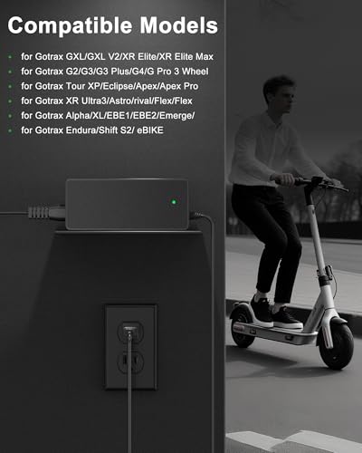 42V 2A Electric Scooter Charger for Gotrax, Jeston, Hiboy - Fast Charging
