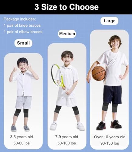 Kids Elbow & Knee Compression Sleeves - Black, Small