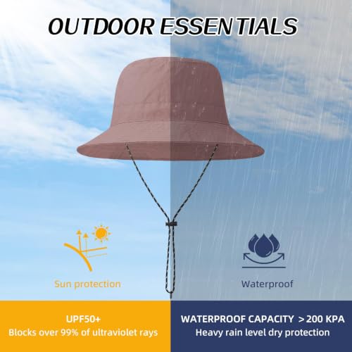 Durio Dusty Pink Waterproof UV 50+ Bucket Hat for Women, UPF Sun Hat