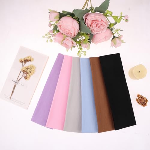 6 Pcs Non-Slip Sports Headbands for Women - Soft Elastic Sweatband - 6 Colors-4