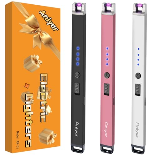 Rechargeable Electric Candle Lighter 3-Pack - Black, Rose Gold, Silver