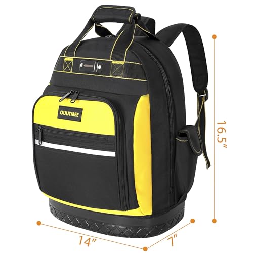 Tool Backpack, Tools Bag with Multi-Use Pockets, Waterproof Tool Bag with Padded Shoulder, Back, and Waist Straps